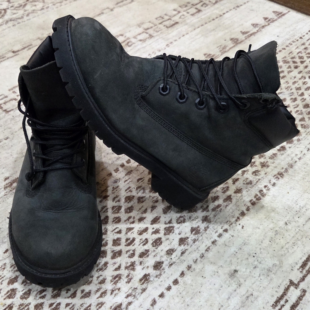 Timberland Black Lace-Up Boots Mens 4 Womens 6